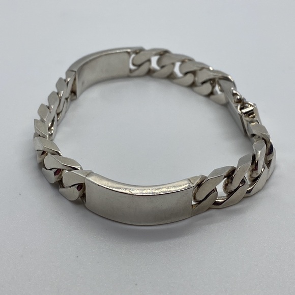 Paracci Sterling Silver Double ID Cuban Link Long 8 1/4” Bracelet - Picture 5 of 7